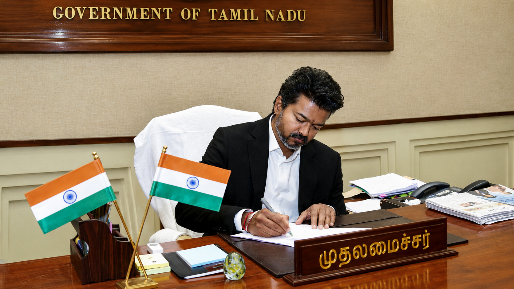 CM Vijay Signs First Official Files After Taking Oath as Tamil Nadu Chief Minister!